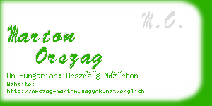 marton orszag business card